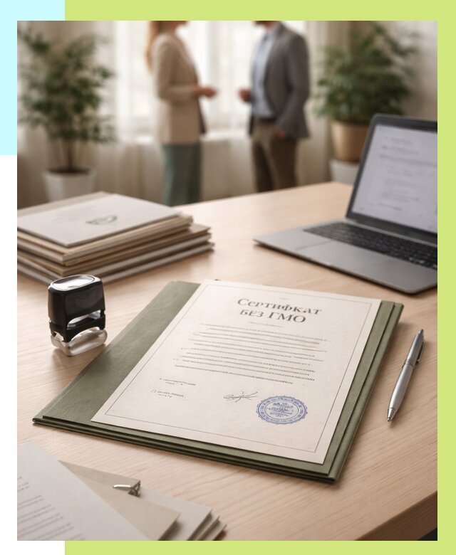 Сертификат без ГМО в Кирове-Чепецке от 8156 р. оформить срочно Алешин-Крв